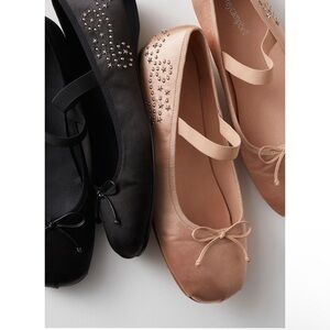 JEFFREY CAMPBELL X FREE PEOPLE X UNDERSTATED Stars Align Ballet Flats Nude Satin